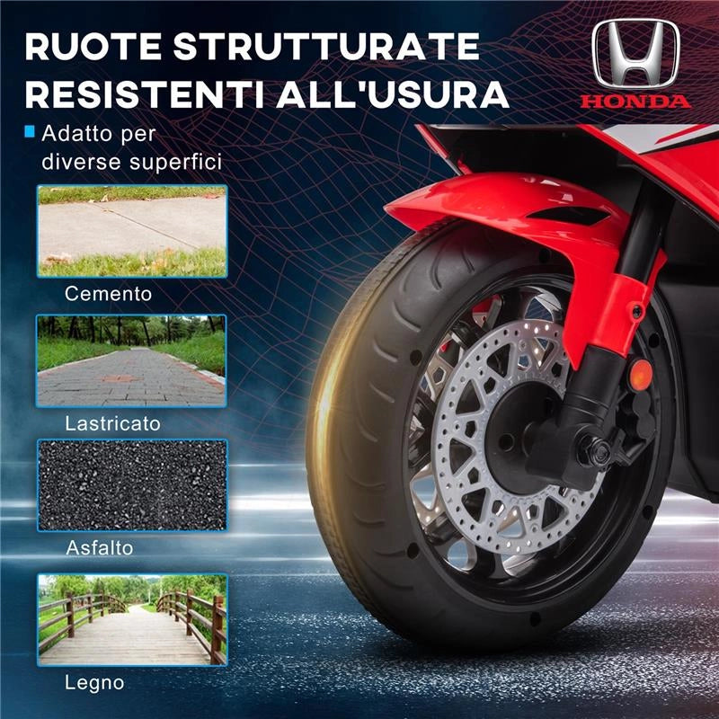 MOTO ELETTRICA PER BAMBINI CON LICENZA HONDA, BATTERIA 6V RICARICABILE, VELOCITÀ 3KM/H, ROSSO USATO COME NUOVO