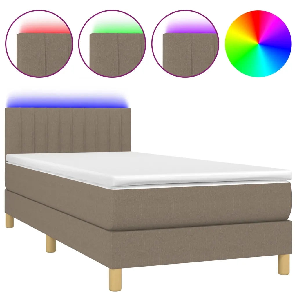 Letto a Molle con Materasso e LED-Struttura Letto con Materasso Tortora 90x200 cm in Tessuto 806134