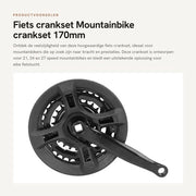 Crankset 24/34/42T - 170 mm - Adatto per 21/24/27 velocità - Nero - Acciaio di alta qualità