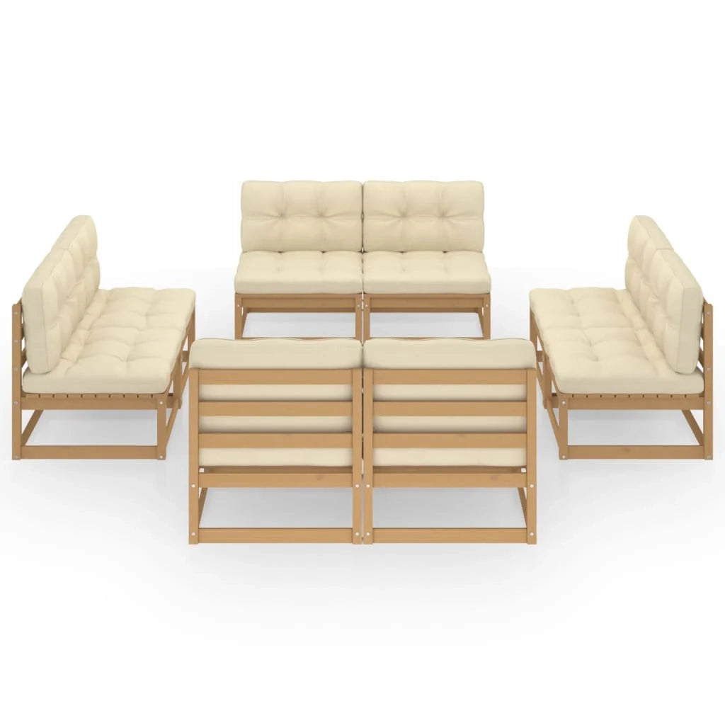 Set di mobili da giardino mobili da esterno 8 pezzi con cuscini legno massello di pino 02_0017523