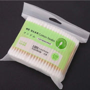Spazzola per make-up in bambù con stelo di cotone soffice - 2 testine - per la rimozione quotidiana del trucco - facile da usare
