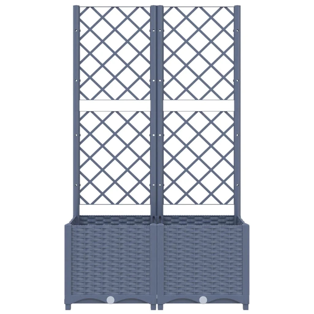Fioriera rialzata per piante fiori terrazza giardino con traliccio 80 x 40 x 136 cm PP grigio 02_0038306