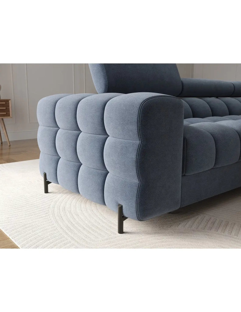 Divano ad angolo destro convertibile Blu design elegante 285x99x181cm FILTRO