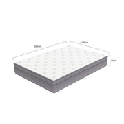 Materasso a molle e schiuma con 7 zone e supporto del bordo rinforzato bianco antico 140×200×25 cm