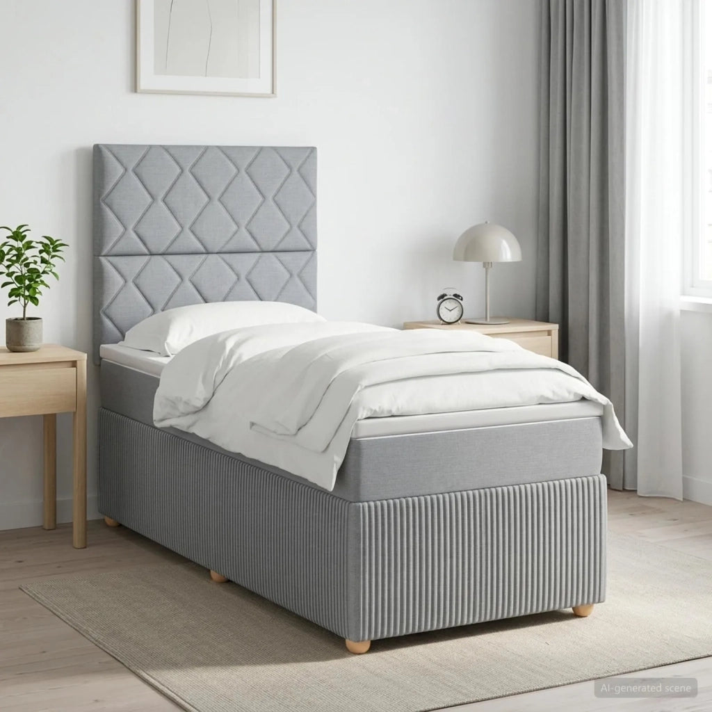 Letto Box Spring LED con Materasso Grigio Chiaro 90 x 200 cm 3455776