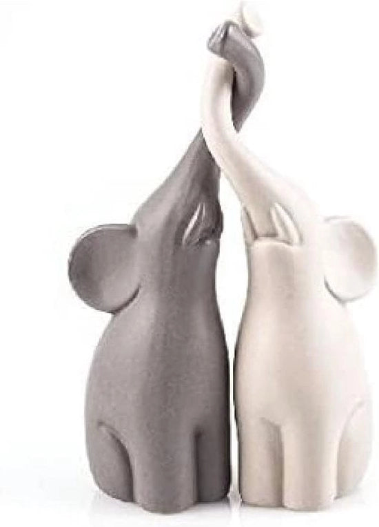 Set di 2 Ceramici Elefanti - Altezza 25,5 cm - Figura Decorativa Animale per Cucina e Salotto
