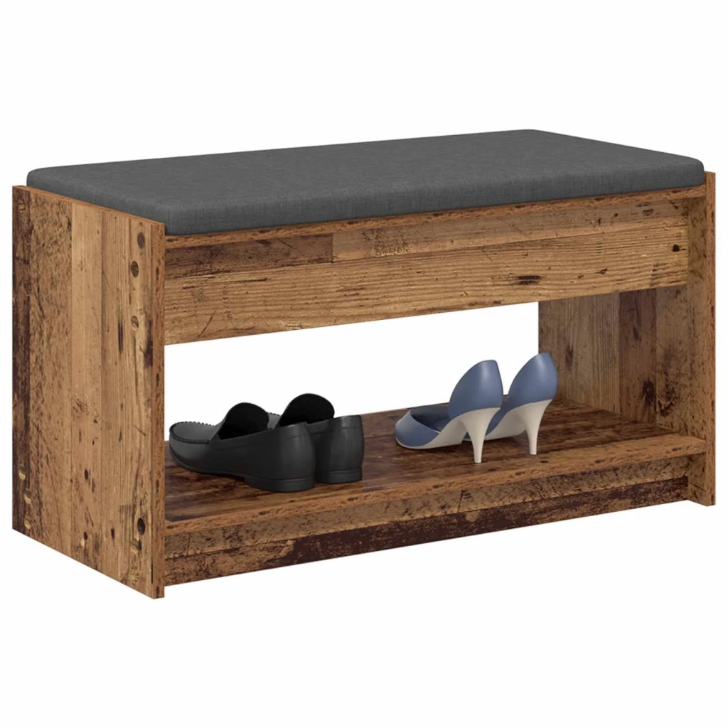 Panca per ingresso con cuscino Legno vecchio 83 x 38 x 45 cm
