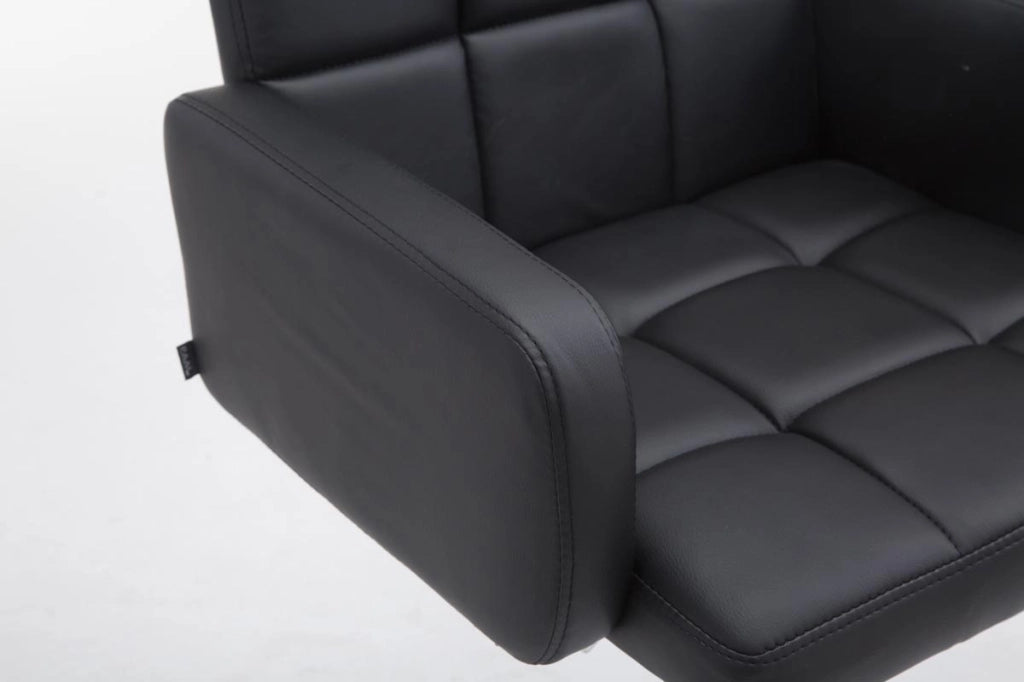 Sgabello Los Angeles in similpelle nero,cromo