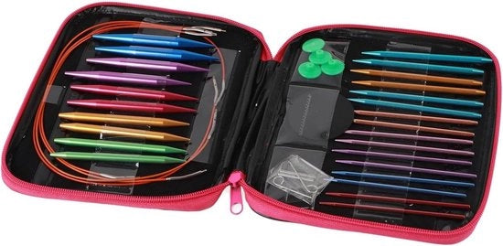 Set di aghi per cucito a mano circolari intercambiabili 21 × 20 × 2 - Kit di 13 aghi circolari da 3.0mm e 10mm con custodia.