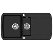 Lavello da cucina doppio in granito 96 x 50 x 31 cm nero 02_0002315