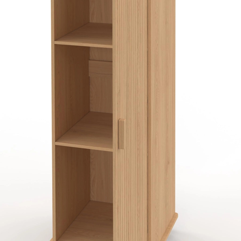 Armadietto portaoggetti Juliette 1 anta 3 ripiani effetto stecche legno color rovere