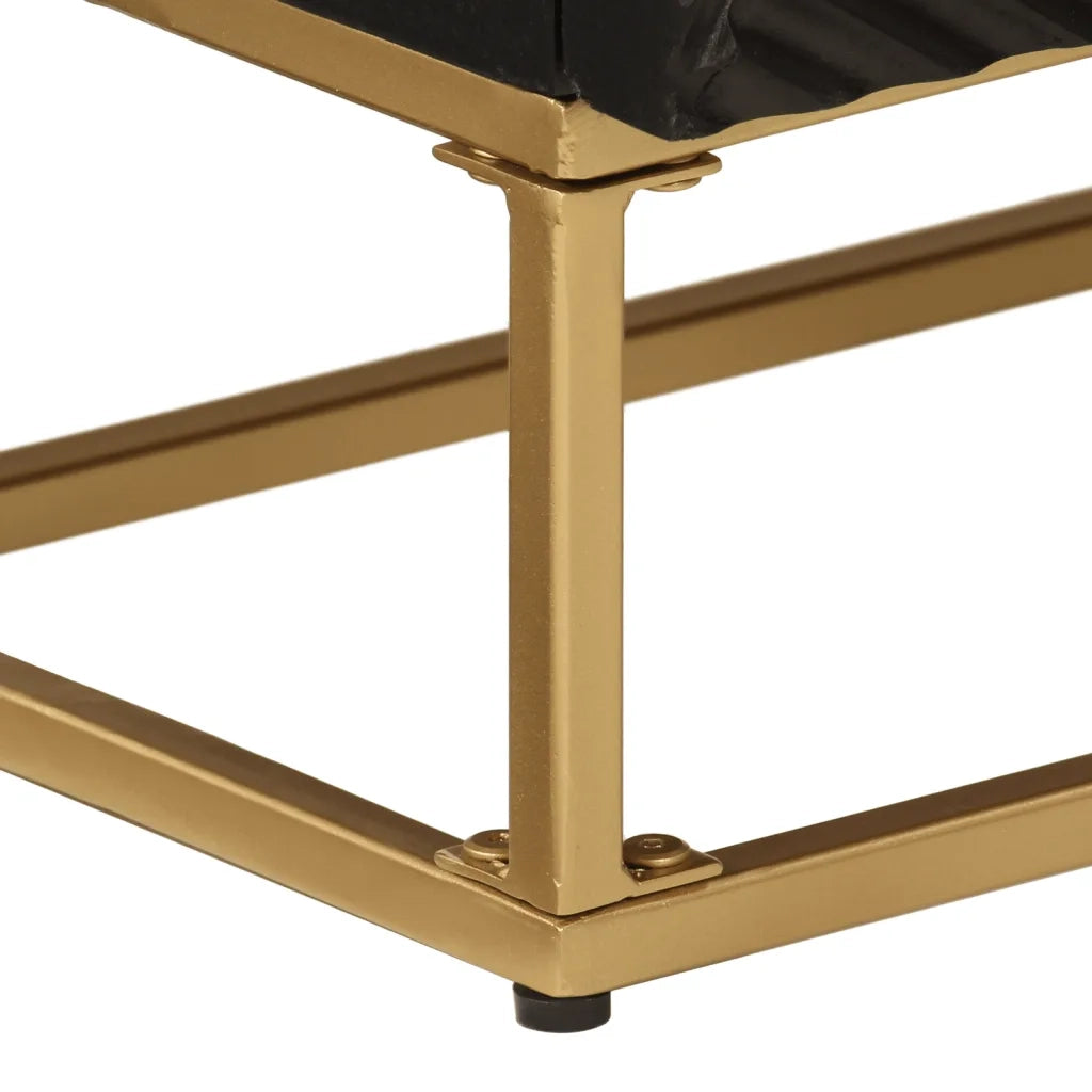 Credenza Nera 55x30x76 cm in Legno Massello di Mango e Ferro 372026