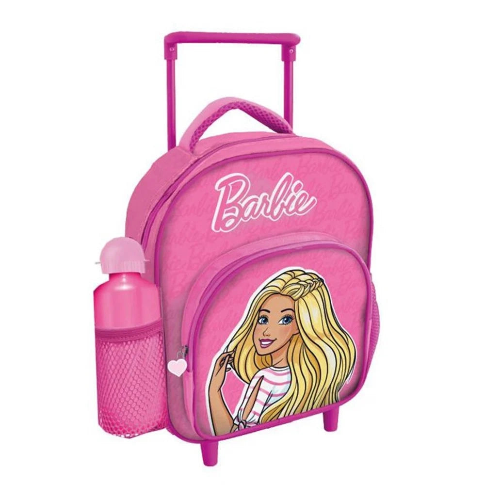Trade Shop - Zaino Asilo Trolley Barbie 30 Cm Con Tasca Frontale Borraccia Per Scuola Viaggi 966896 -