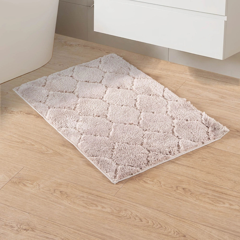 Tappeto Bagno Antiscivolo Effetto Rilievo Assorbente, Morbido, Lavabile in Lavatrice 50x80 / 60x120 cm 50x80 Cm - Tortora