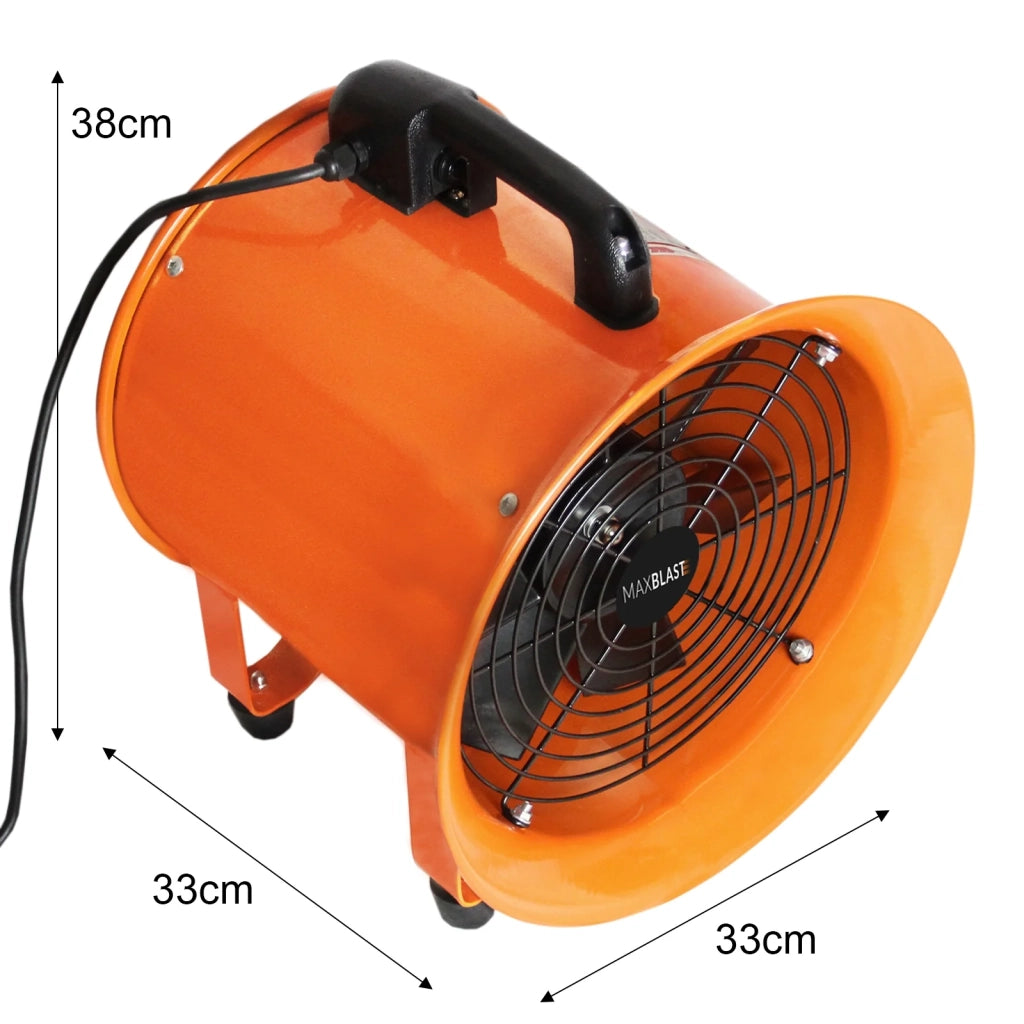 Ventilatore Estrattore Aria Industriale con Tubo Dotto Aspira Polveri e Fumo o Soffia Aria Pulita Ventola Reversibile - 250mm - Dotto 6m