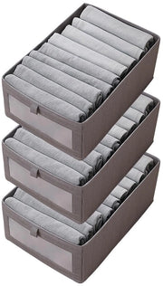 Organizzatore per abbigliamento, divisa pieghevole per contenitore, spazio di stoccaggio per intimo, adatto per camera da letto, armadio e cassetti (grigio, M-3 pezzi)