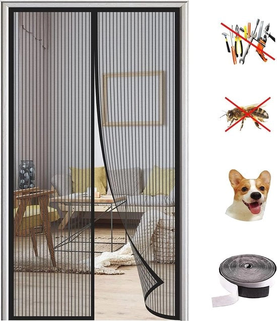 Schermo Magnetico per Insetti per Porta - Protezione Insetti, Chiusura Automatica per Tende per Balcone e Terrazza - 70x200cm Nero