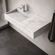 Lavabo consolle sospeso astrid artificial stone bianco venato elegante moderno *** finitura- bianco, confezione 1