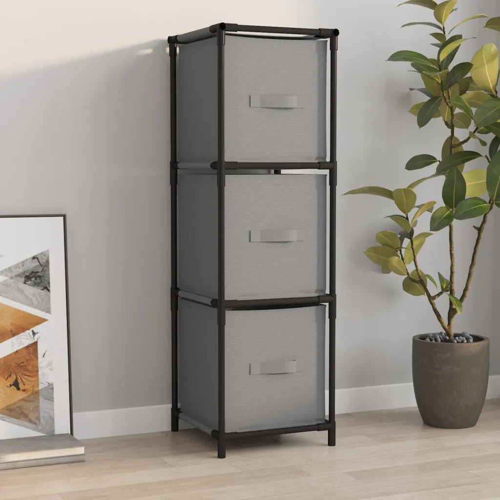 Armadietto con 3 Cassetti in Tessuto Grigio 34x34x101cm Acciaio 337253