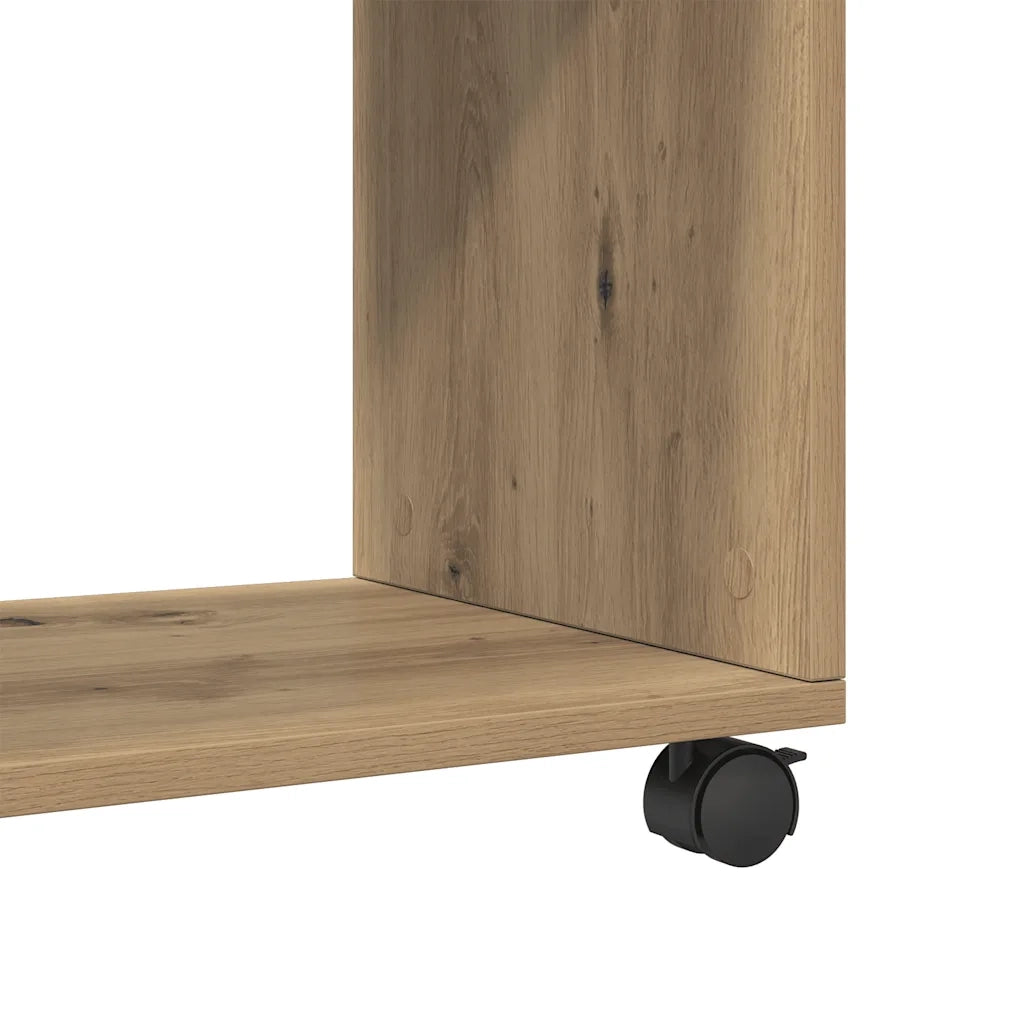Tavolino con Ruote Rovere Artigianale 70x35x60 cm in Truciolato 853154