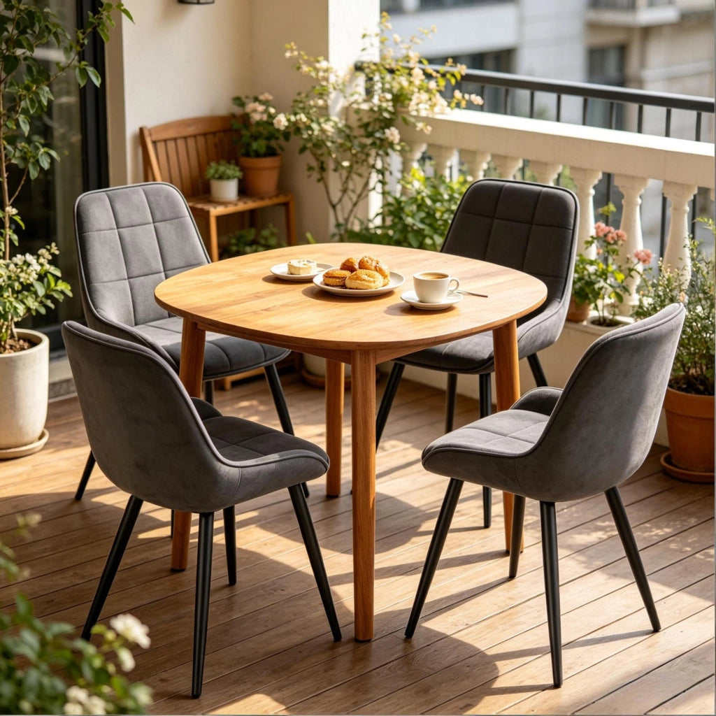 Set di 4 sedie da pranzo in velluto grigio scuro