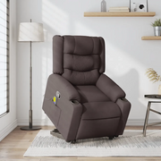 Poltrona Alzapersona Massaggi Reclinabile Marrone Scuro Tessuto 3310270