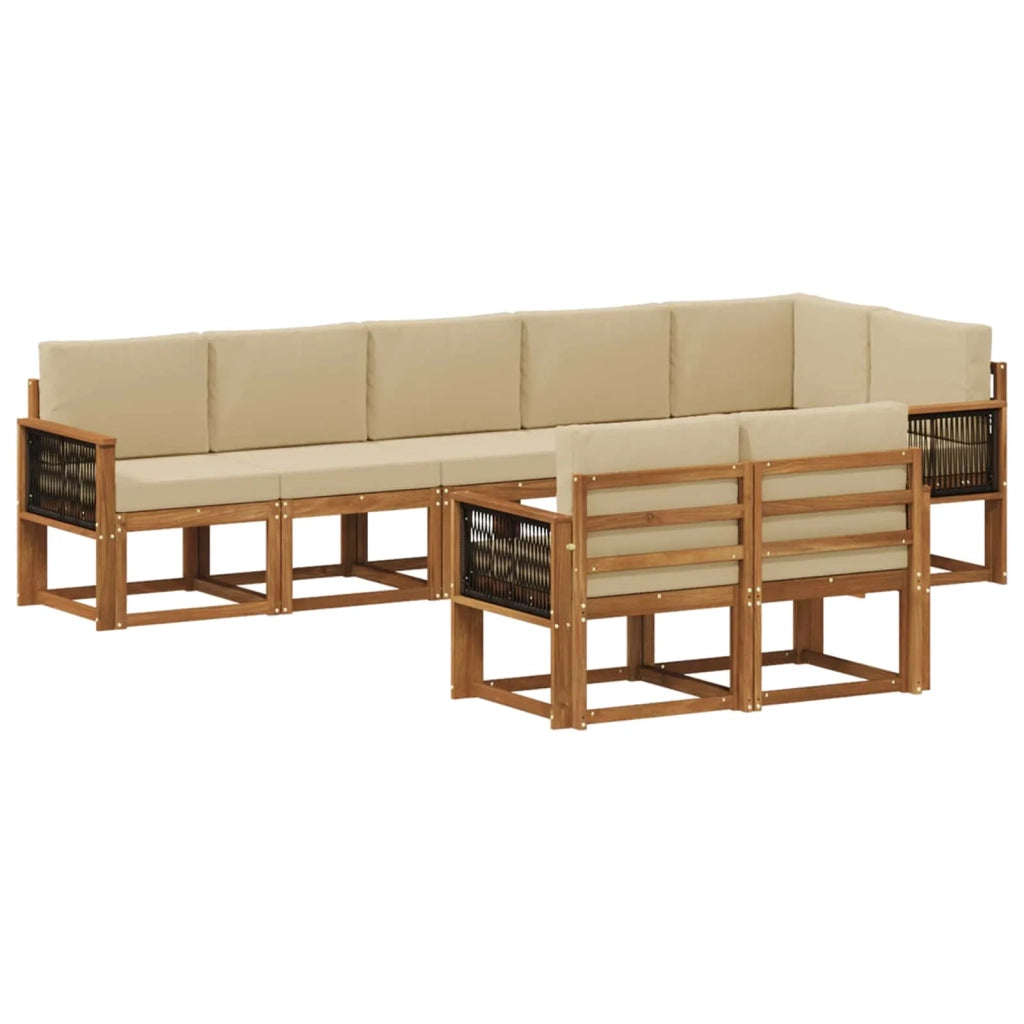 Set di divani da esterno 8 pcs Naturale e Beige Poliestere 3385314