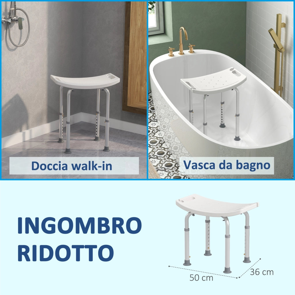 Sgabello da Doccia Regolabile Antiscivolo ¨C zephmum ¨C Bianco