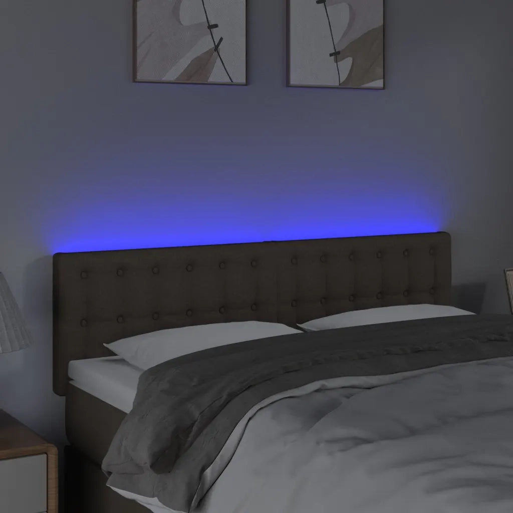 Testiera a LED-Testata con LED Tortora 144x5x78/88 cm in Tessuto 382071