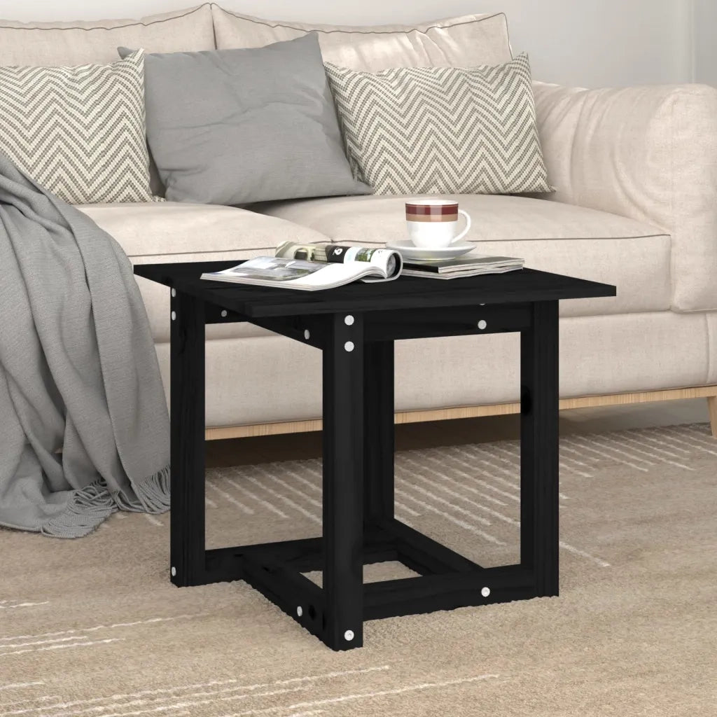 Tavolino da Salotto Nero 50x50x45 cm in Legno Massello di Pino cod mxl 25684