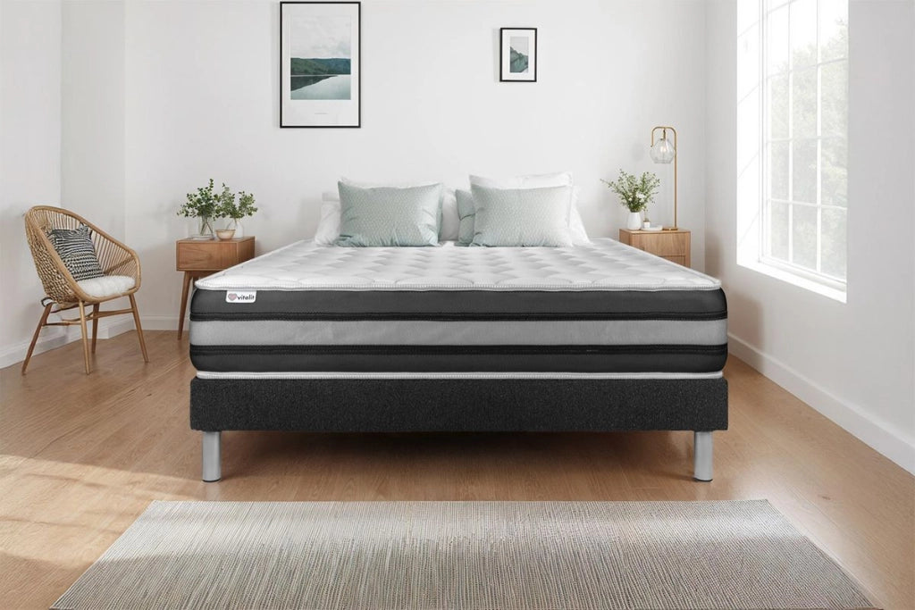 Letto con materasso VITAL SPRING ZEN 120 x 200 cm Rete Kit Nero