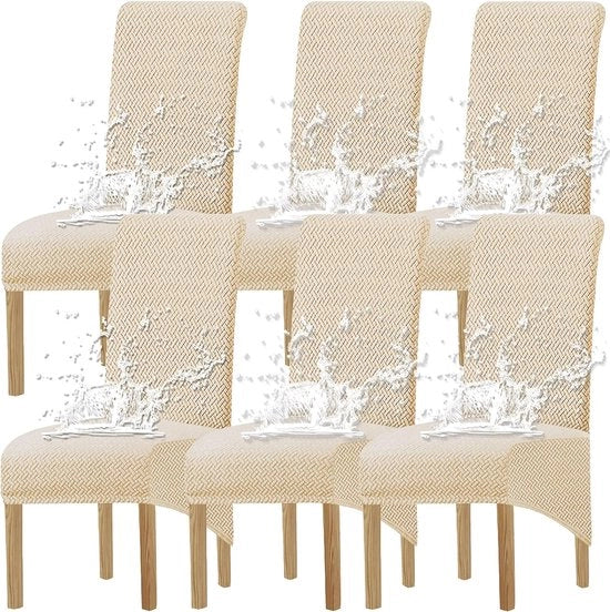 Hoezen per sedile per poltrone, estensione universale, set da 2, 4, 6, per poltrone da soggiorno, beige, 6 pezzi