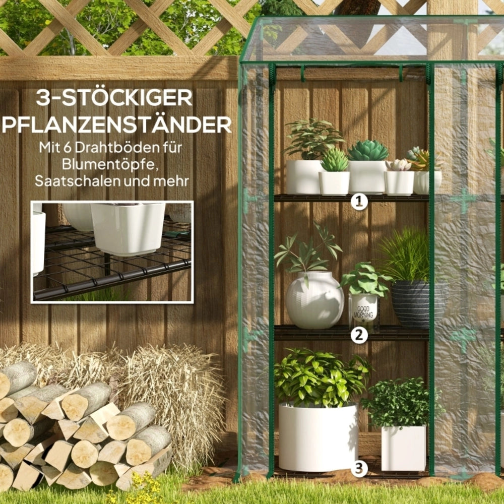 SERRE Mini a 3 livelli 143x46x141/151 cm in acciaio e PVC trasparente