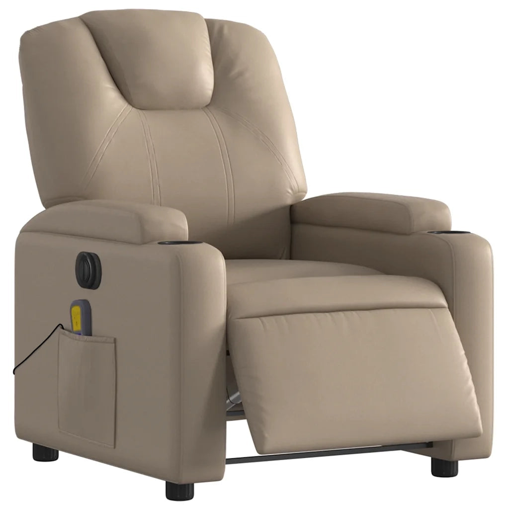 Divano Sedia-Poltrona Reclinabile Massaggio Elettrica Cappuccino Similpelle 999404