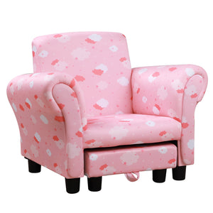 Poltroncina Imbottita per Bambini 57x42x45 cm con Poggiapiedi Rosa
