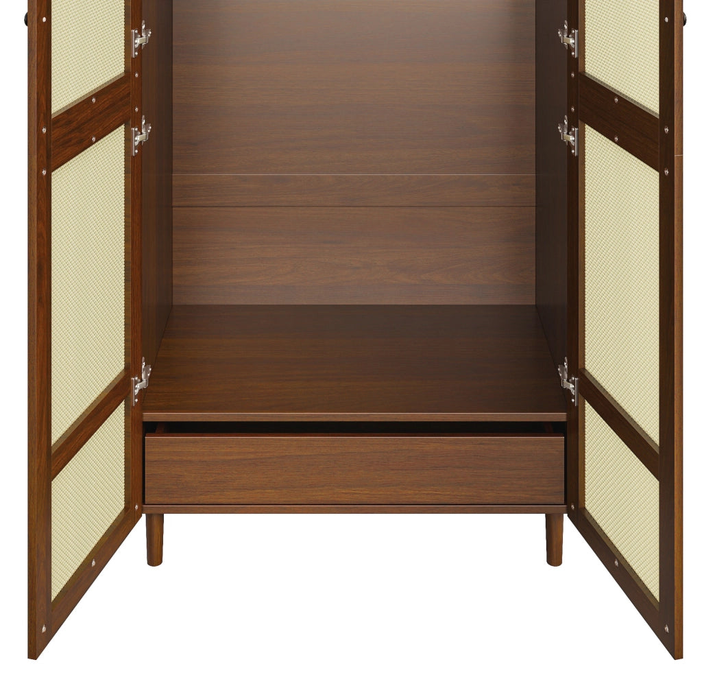 Armadio guardaroba 80x50x179 cm noce， ante arrotondate， con cassetto