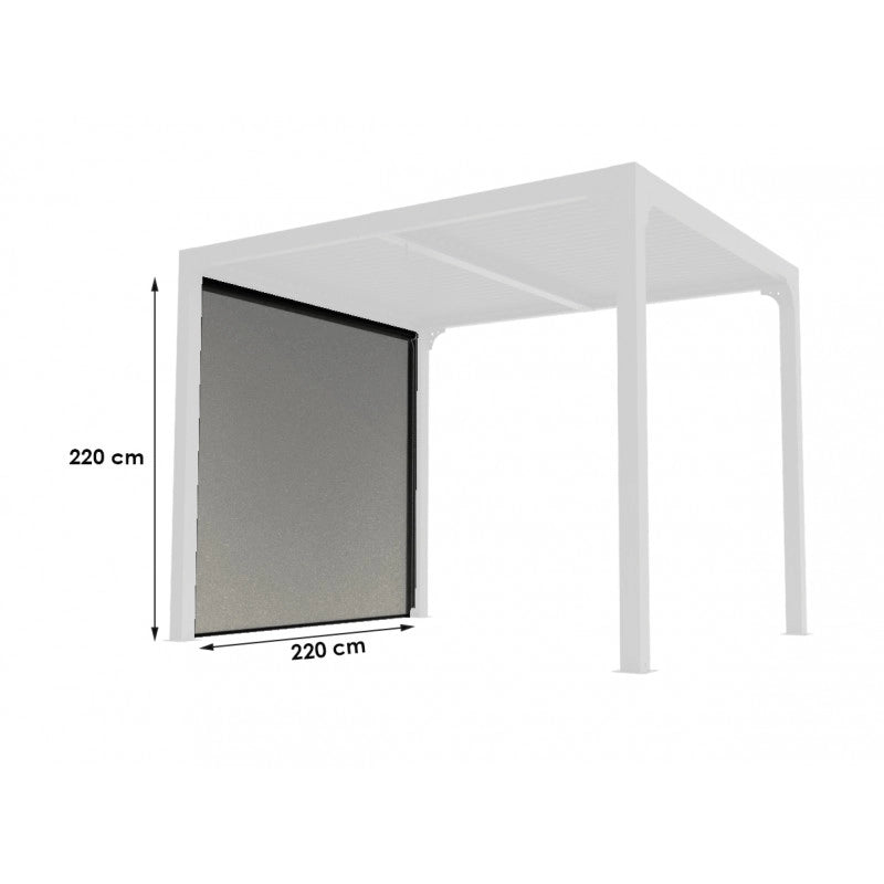Tenda laterale grigia per pergola bioclimatica per lato 240cm – PVC intrecciato con guide – regolabile in altezza – PERBIR24 Foresta