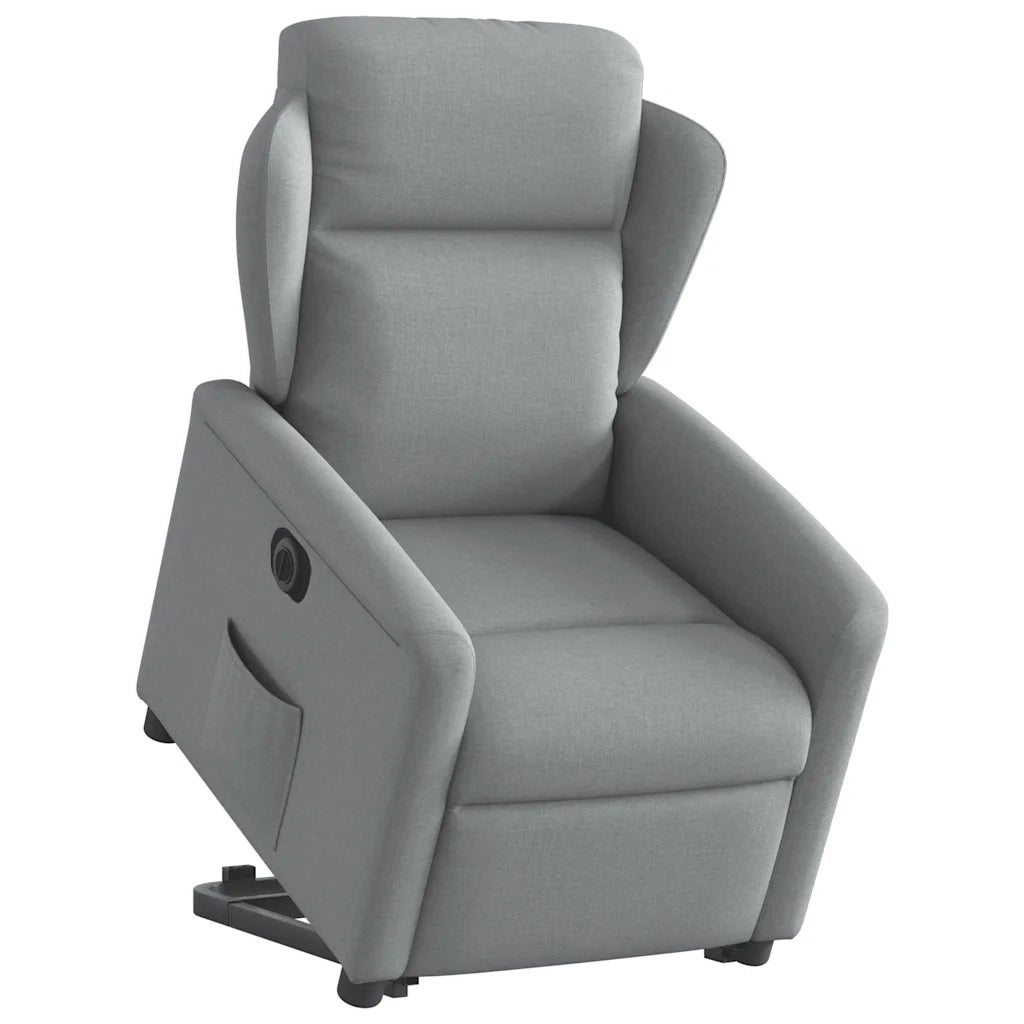 vidaXL Poltrona Reclinante Alzapersona Elettrica Grigio Chiaro Tessuto