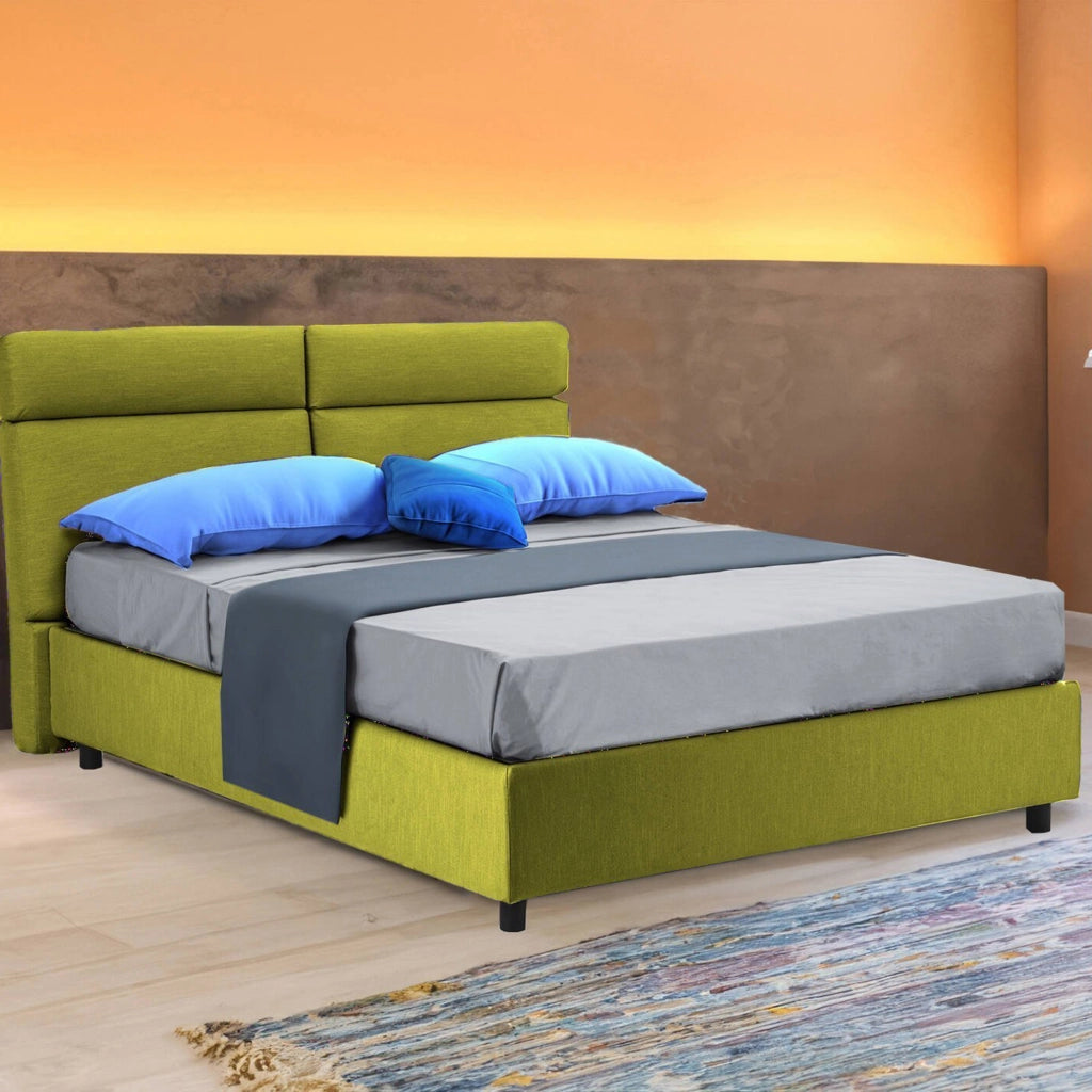 Letto Matrimoniale Annus, Letto Matrimoniale Materasso Incluso Made in Italy, Verde