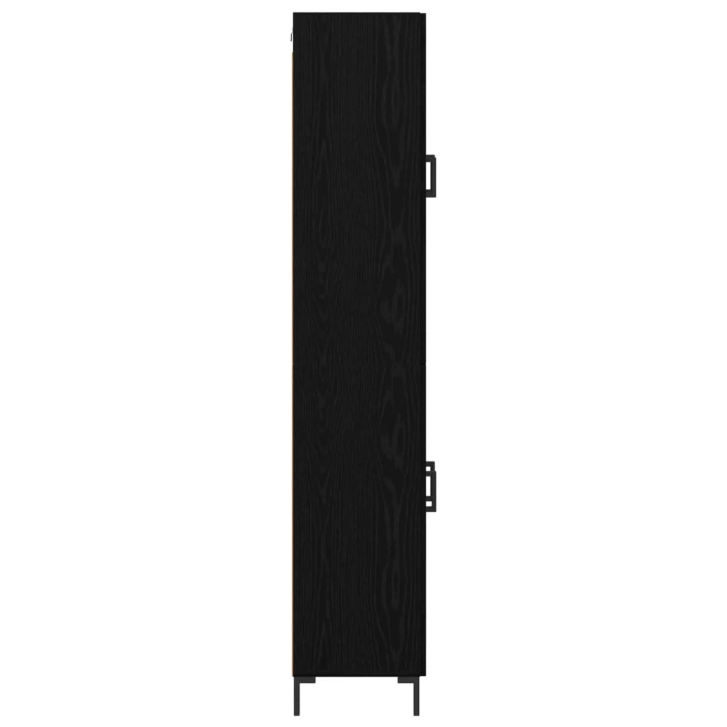 Credenza 2 pcs Rovere Nero Legno multistrato