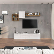 WHOUS Parete attrezzata Chronos set soggiorno bianco lucido e rovere 180/260x40 cm