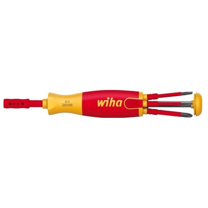 Wiha SB283109023 LiftUp electric Cacciavite con Caricatore Integrato 6 Punte slimBit VDE 1000V IEC 60900 colore Rosso-Giallo