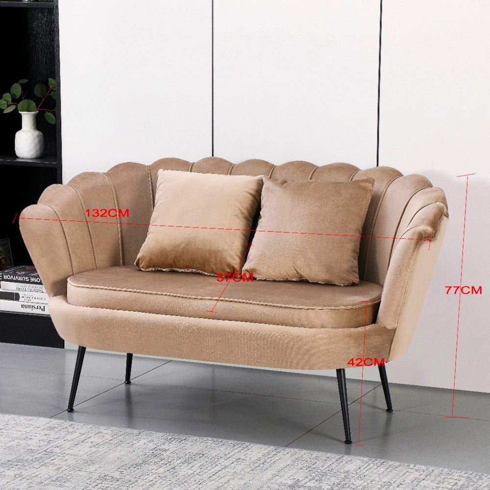 Divano 2 Posti Orel a Conchiglia in Velluto Rosa – Design Elegante e Avvolgente