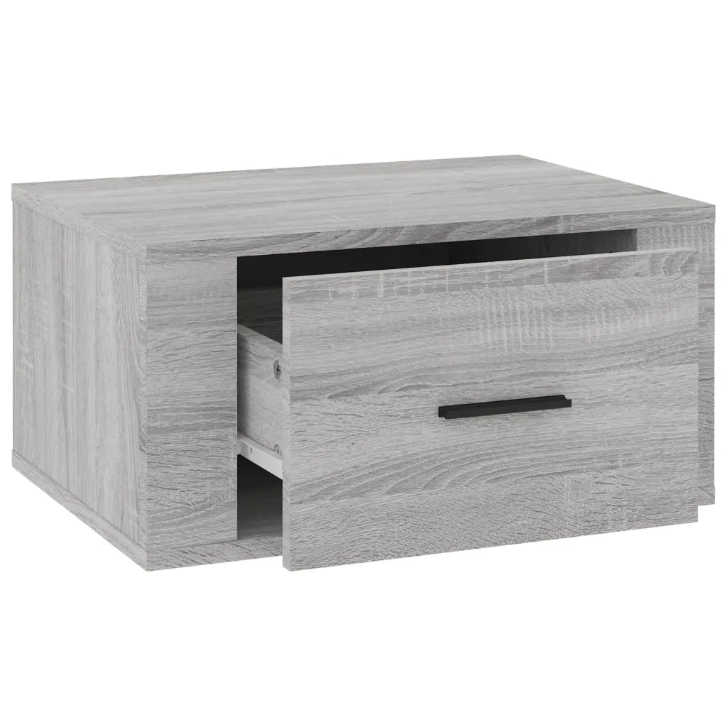 Comodino a Muro-Tavolino da notte sospeso Grigio Sonoma 50x36x25 cm
