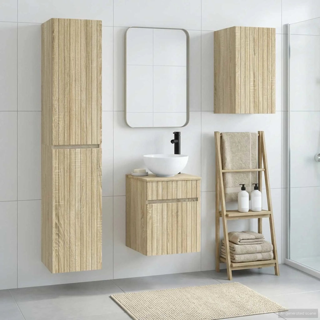 Set di mobili per il bagno 3 pz Rovere Sonoma 3406085