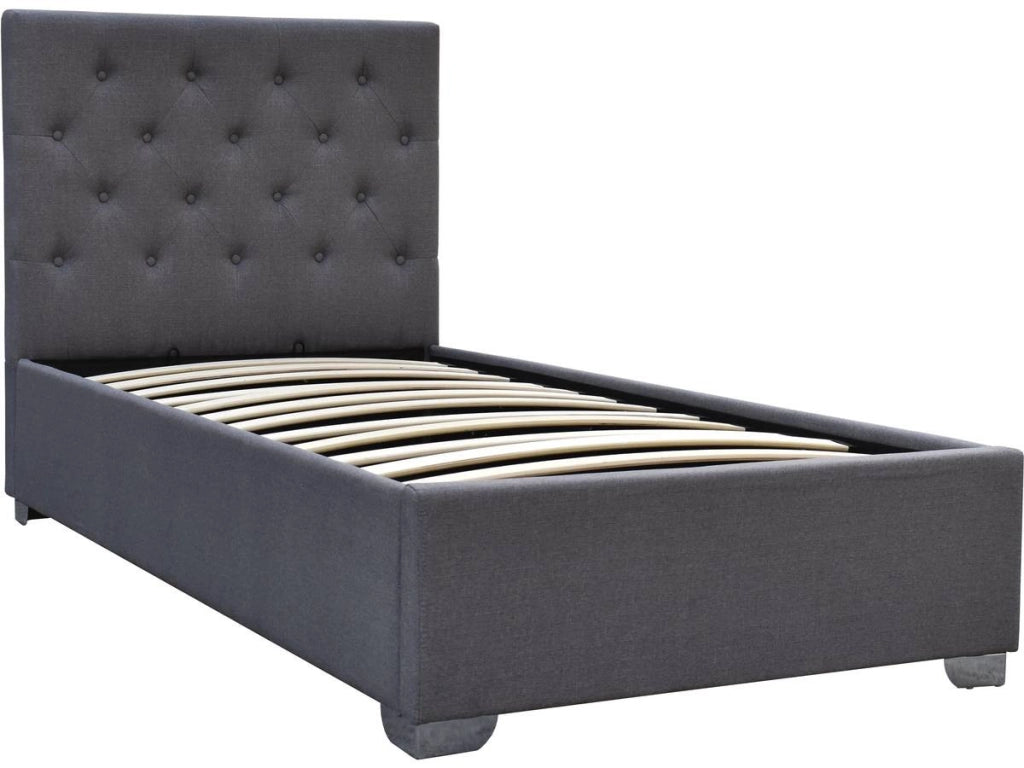 Letto singolo con contenitore "TINO" - 90 × 190 cm - Grigio