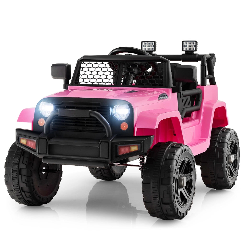 Camion elettrico a batteria da 12v per bambini, Auto elettrica con telecomando sedile extra large porta USB Rosa-Macchinine giocattoli
