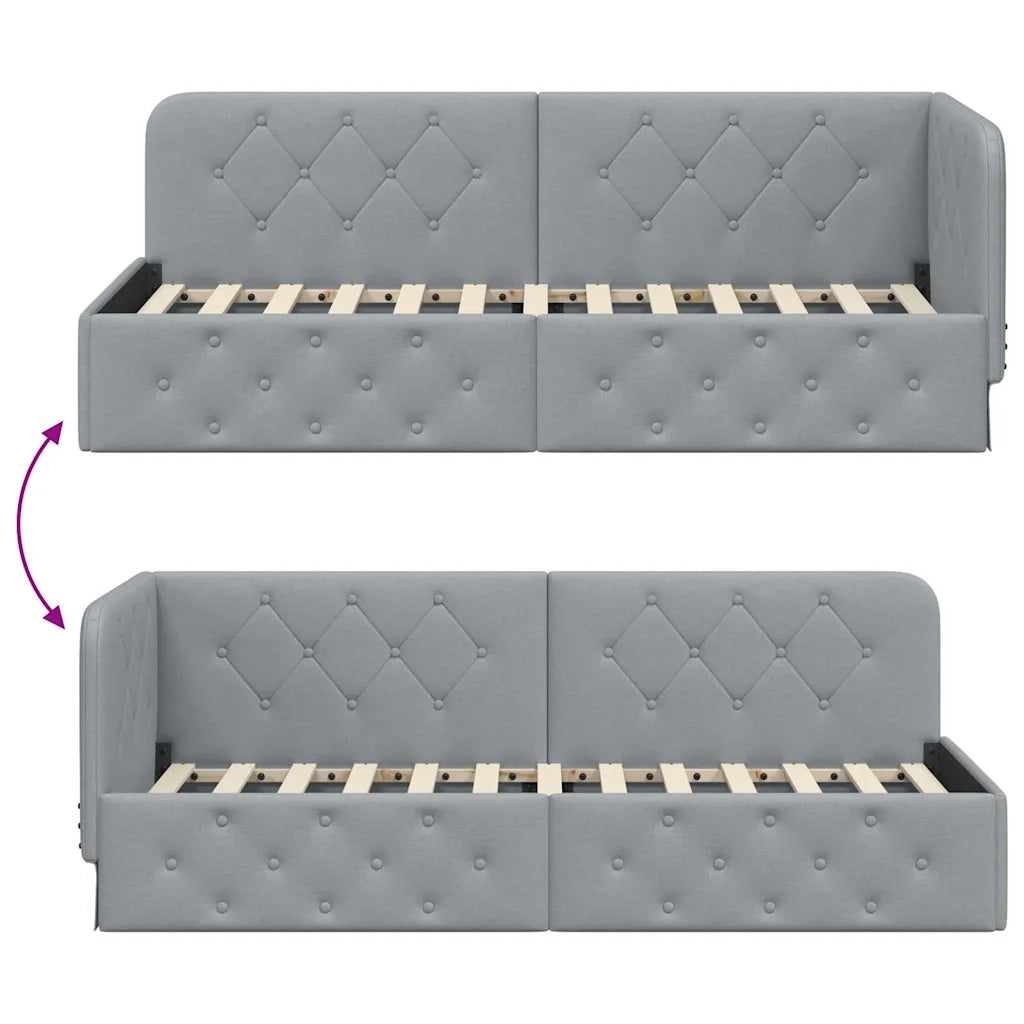 Cornice del letto ad angolo Grigio chiaro 80 x 200 cm Tessuto