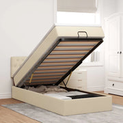 Struttura Letto Pouf con Materasso Crema 80x200 cm in Tessuto