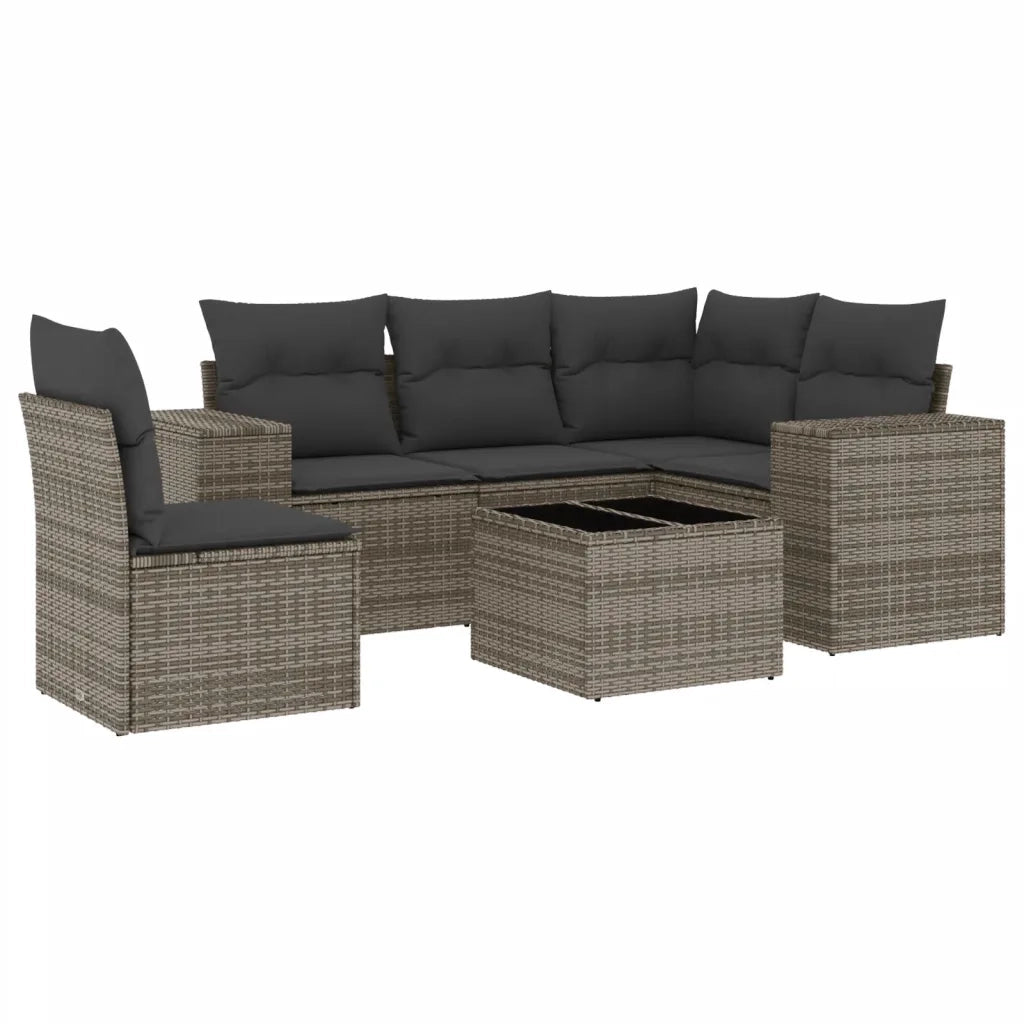 Set Divano da Giardino 6 pz con Cuscini Grigio in Polyrattancod mxl 88432